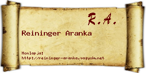 Reininger Aranka névjegykártya